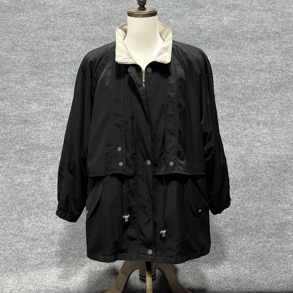 Carlo Briani Jacket Mens 2XL Black Long Zip Snap Car Coat Removable Liner